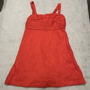 Abercrombie & Fitch Mini Dress Medium Red Linen Blend Rouched